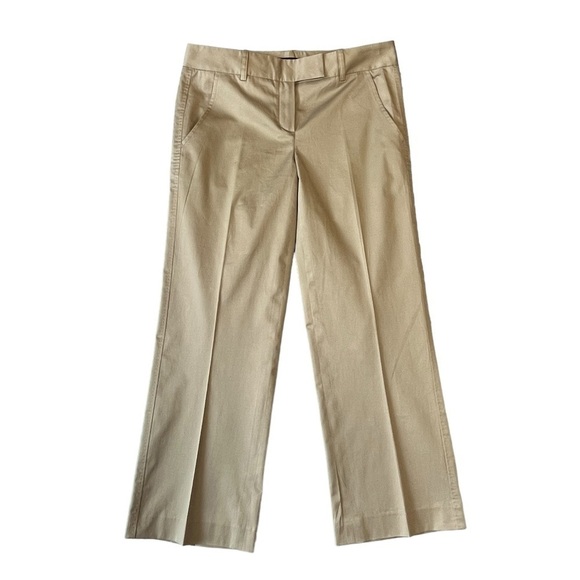 BCBGMAXAZRIA Wide Leg Crop Stitched Sides Chino Pant. Tan Size 4 #1342 NWOT - Picture 2 of 10